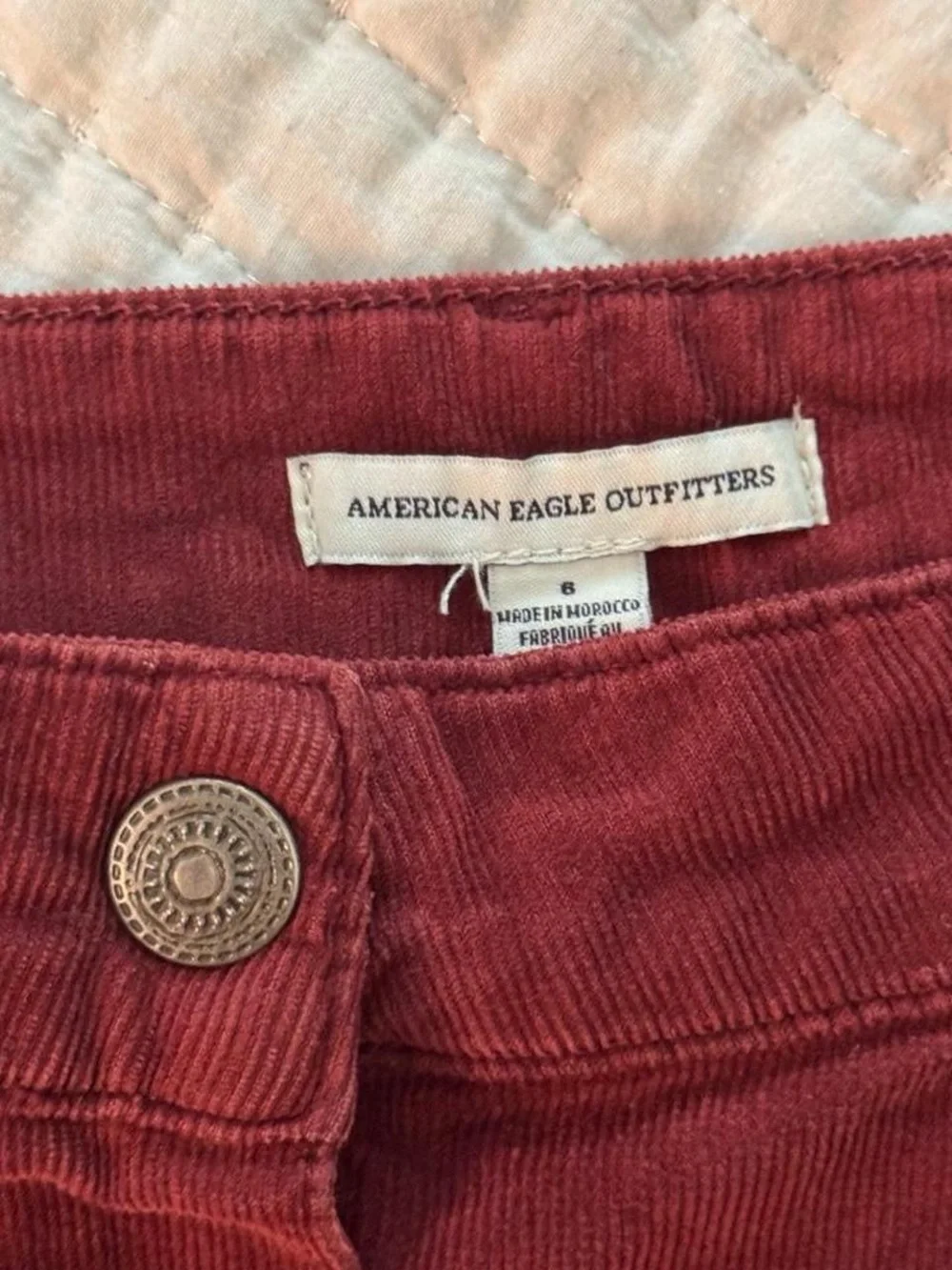 American Eagle button-down burgundy corduroy mini skirt- Size 6